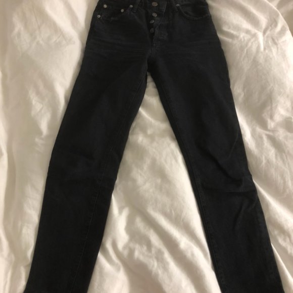 agolde jamie black high rise denim jean 24 - Picture 3 of 4